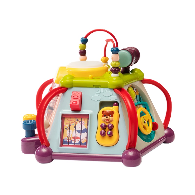 babycare六面盒多功能1岁2岁宝宝六面体益智玩具形状配对早教积木 升级款江户紫