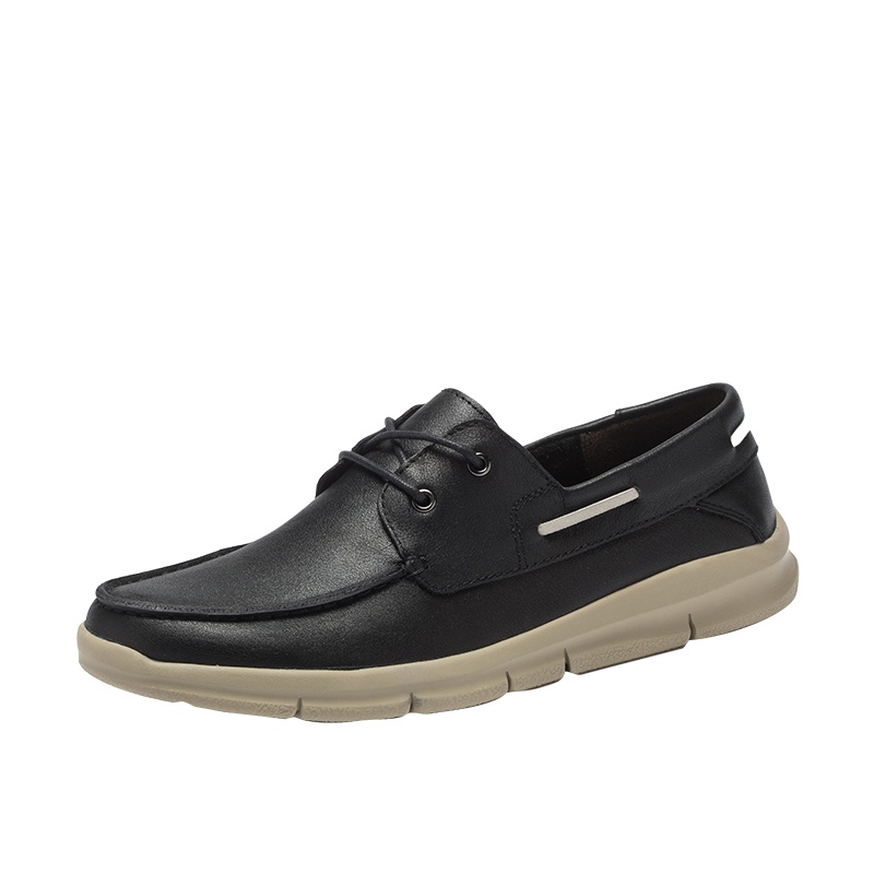 Jeep吉普男鞋一脚蹬懒人鞋真皮平底轻质耐磨英伦风小皮鞋男