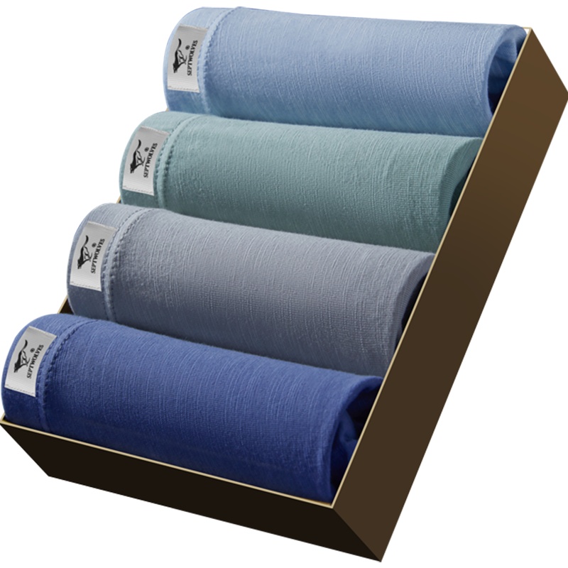 七匹狼 | [竹节棉抗菌]4条装纯色内衣男式短裤青年棉质男士平角内裤男款