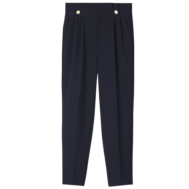 OSA黑色垂感西装裤女春秋2021年新款高腰休闲裤直筒九分烟管裤子