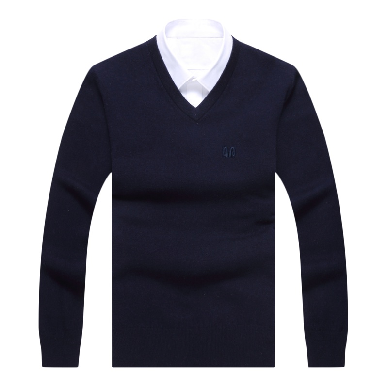 恒源祥男士羊毛衫秋冬新款V领纯羊毛休闲毛衣男士保暖纯羊毛针织上衣