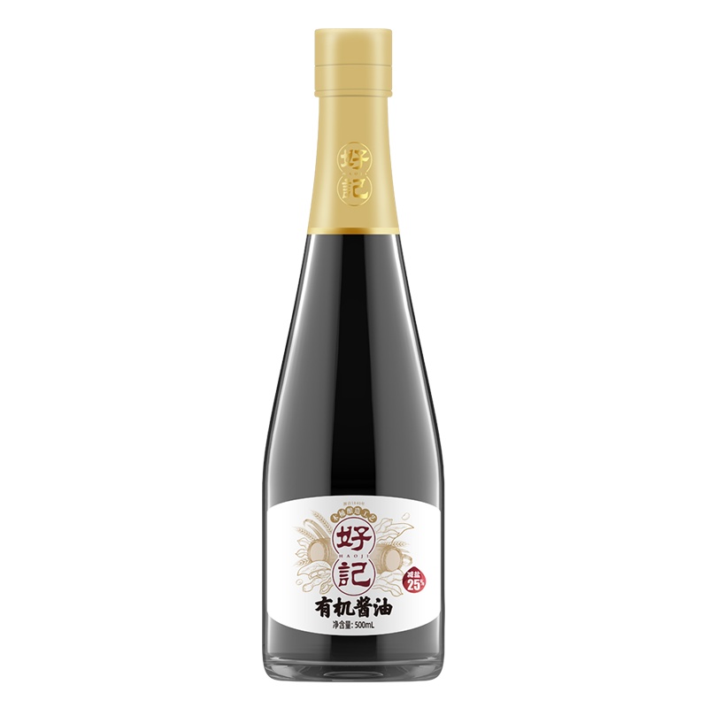 好记 木桶酿造180天减盐有机酱油500ml 家用点蘸 凉拌 炒菜 炖煮 有机减盐酿造酱油