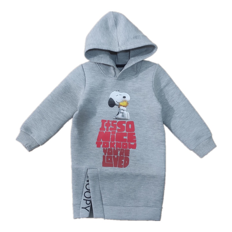 史努比(SNOOPY)女童长款卫衣春秋款空气层连帽卫衣90-120cm