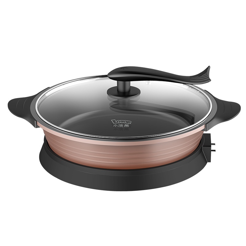 小浣熊电火锅HG-60家用多功能不粘电炒锅宿舍煎炒菜电煮锅电火火锅烧烤一体大容量电锅