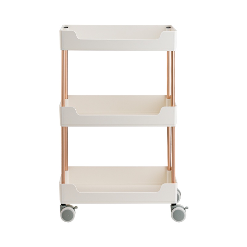 移动收纳置物架卧室厨房小推车家用收纳架浴室带轮子手推车架子白金款小推车