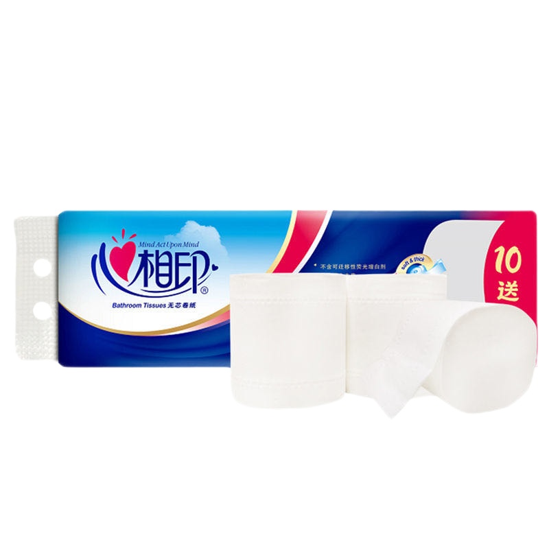 心相印卷纸心柔系列4层1800克无芯卷纸家用卫生纸手纸厕纸家庭装 1提12卷