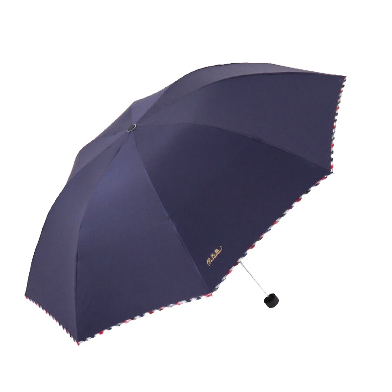 天堂伞 30242DLCJ 黑胶碰击布格子边三折商务遮阳伞晴雨伞 随机1283