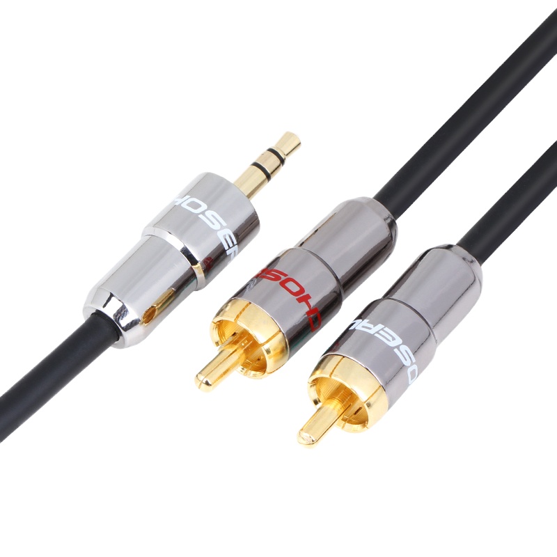 秋叶原(CHOSEAL) 3.5mm音频线一分二 3.5转双莲花连接线 手机电脑电视音箱功放转接线 黑色 20米