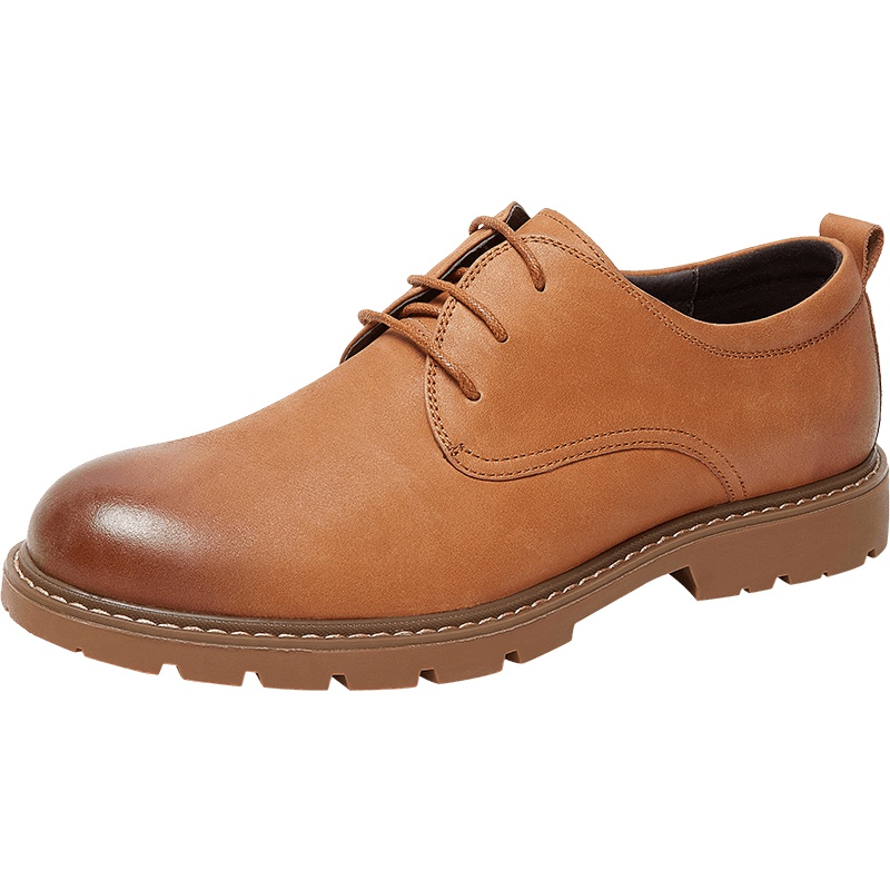 Teenmix/天美意2019秋新款英伦擦色牛皮革男皮单鞋WE603CM9