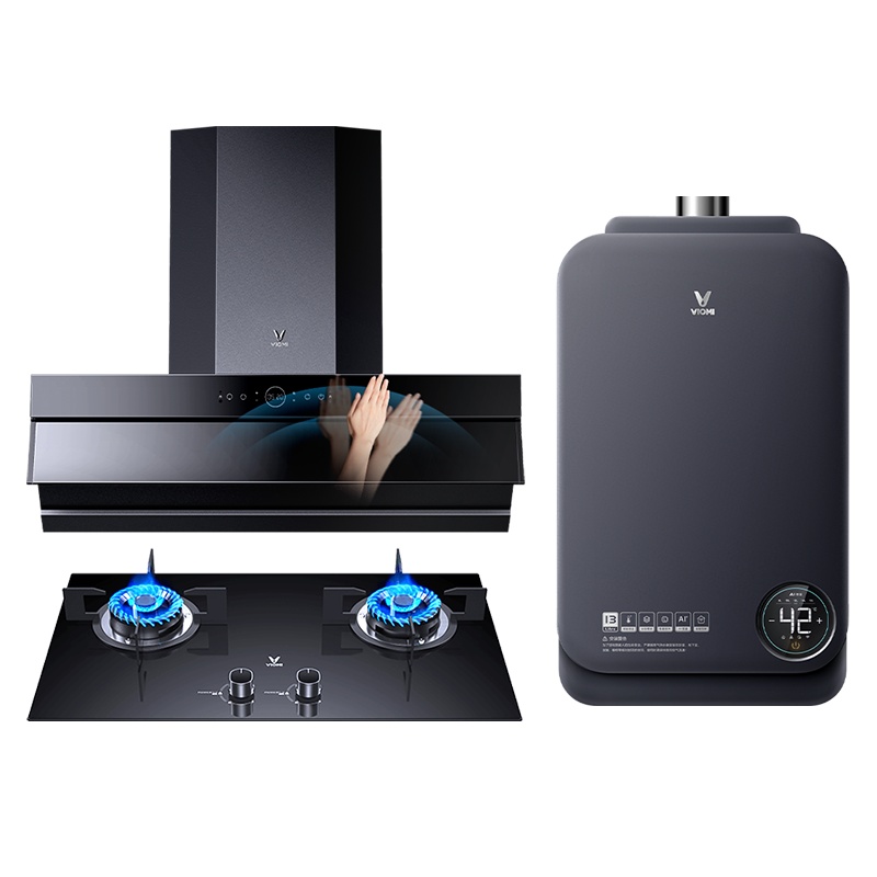 云米(VIOMI) Flash烟灶热三件套21立方吸力4.2KW大火力16升智能温感VK703+VG203+VGW167
