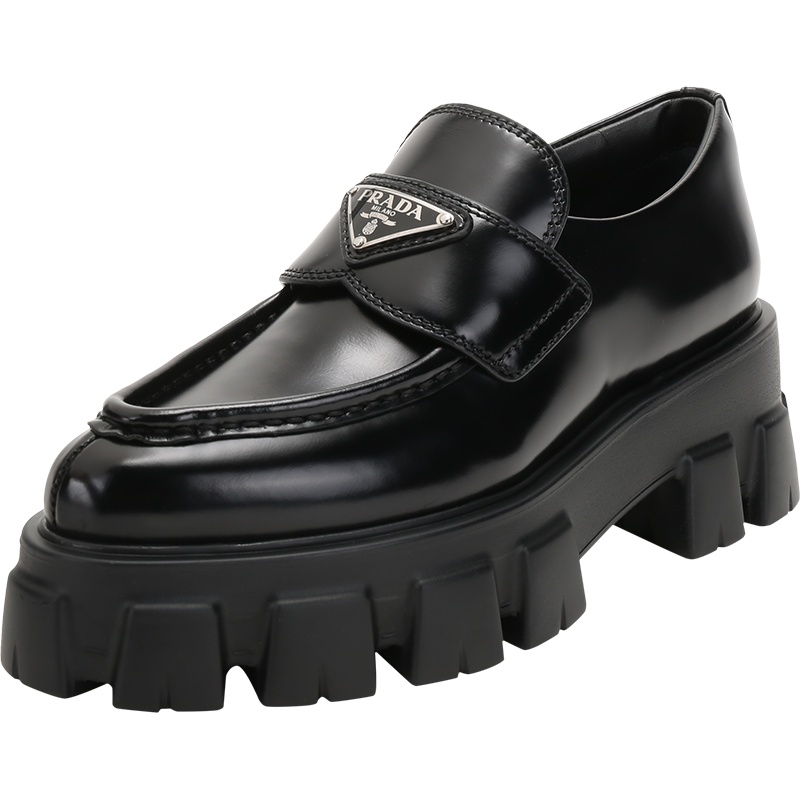 普拉达 PRADA 女士皮革Monolith厚底尖头乐福鞋皮鞋1D663M 055