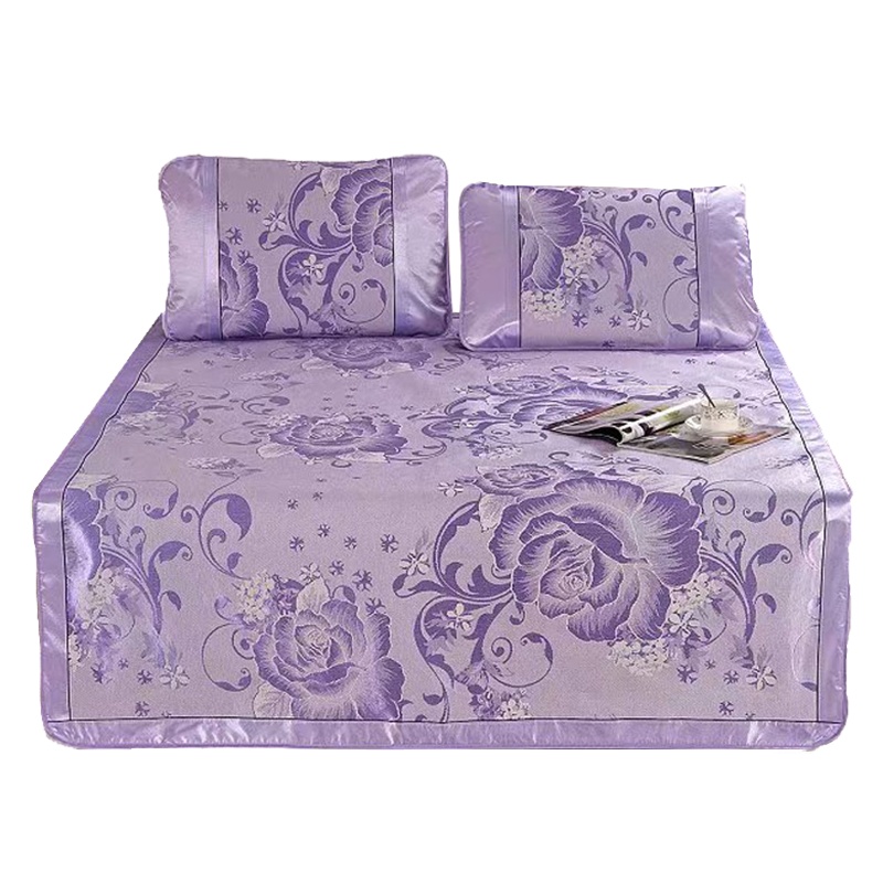 [规格:反面无纺布 90*192 单位:cm 凉席+枕套*1]凉席 冰丝提花席可折叠 床上用品三件套 单人宿舍学生