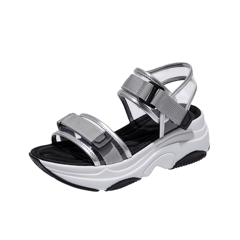 马克华菲女鞋透明运动凉鞋女2020新款ins潮百搭网红运动厚底老爹鞋女