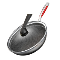 康巴赫(KBH)第五代双面屏蜂窝炒锅32cm抗菌不锈钢少油烟KGD-C32W送铲勺清洁膏三件套