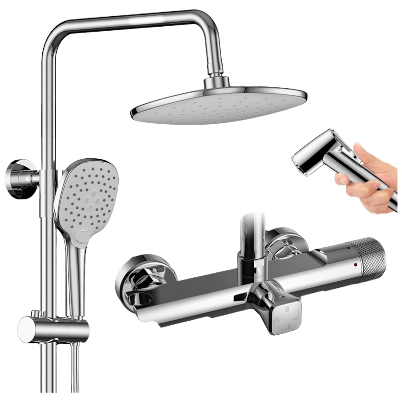 法恩莎FAENZA挂墙式淋浴花洒精铜龙头卫浴沐浴神器单把双控增压大顶喷可旋转多出水带升降花洒