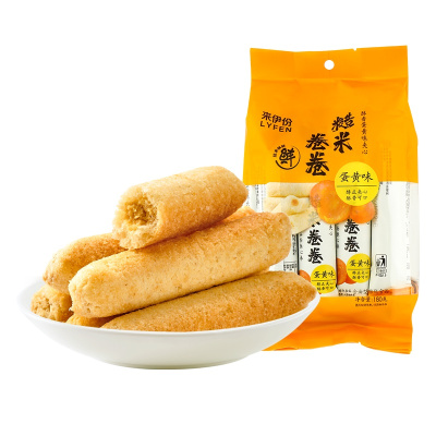 来伊份 蛋黄味糙米卷180g/袋 能量棒 膨化食品 小吃休闲食品 苏宁超市自营零食