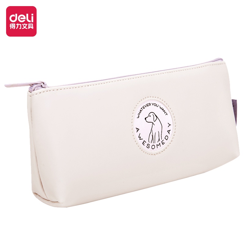 得力文具笔袋儿童幼儿园创意卡通图案双层笔袋小学生多功能大容量铅笔袋男女生可爱文具盒66797BAI