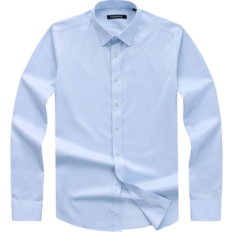 Youngor/雅戈尔男士商务正装春季浅蓝条纹长袖衬衫100023