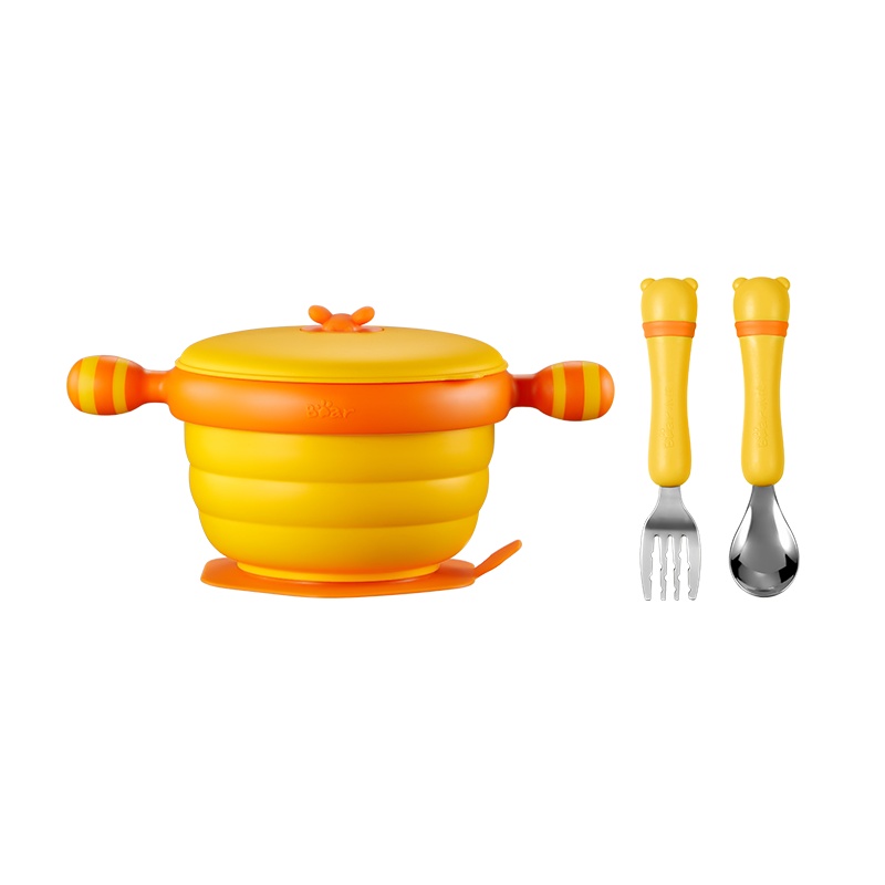 小熊电器(Bear)婴儿碗 辅食碗316不锈钢可拆卸儿童餐具 注水保鲜保温饭盒3件套 MW-C0028