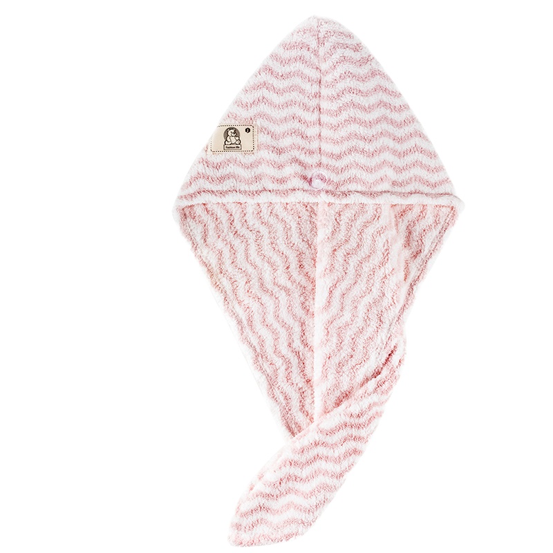 日本加厚干发帽强力吸水擦头发速干毛巾成人包头巾浴帽干发巾 三维工匠 粉白色锁边干发帽