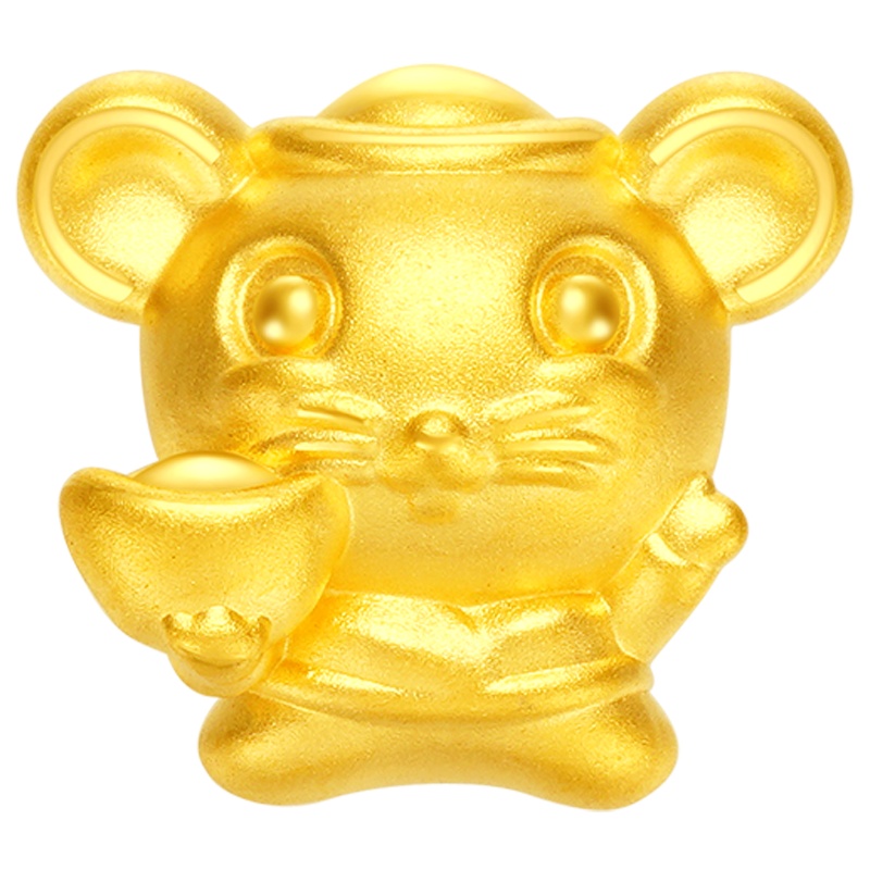 金一国囍足金3D硬金精灵鼠路路通吊坠男女宝宝通用(定价)ACD055