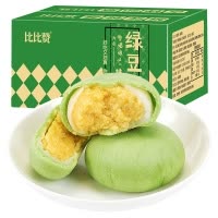 比比赞抹茶绿豆饼500g整箱绿豆糕点整箱早餐充饥夜宵网红休闲零食品小吃