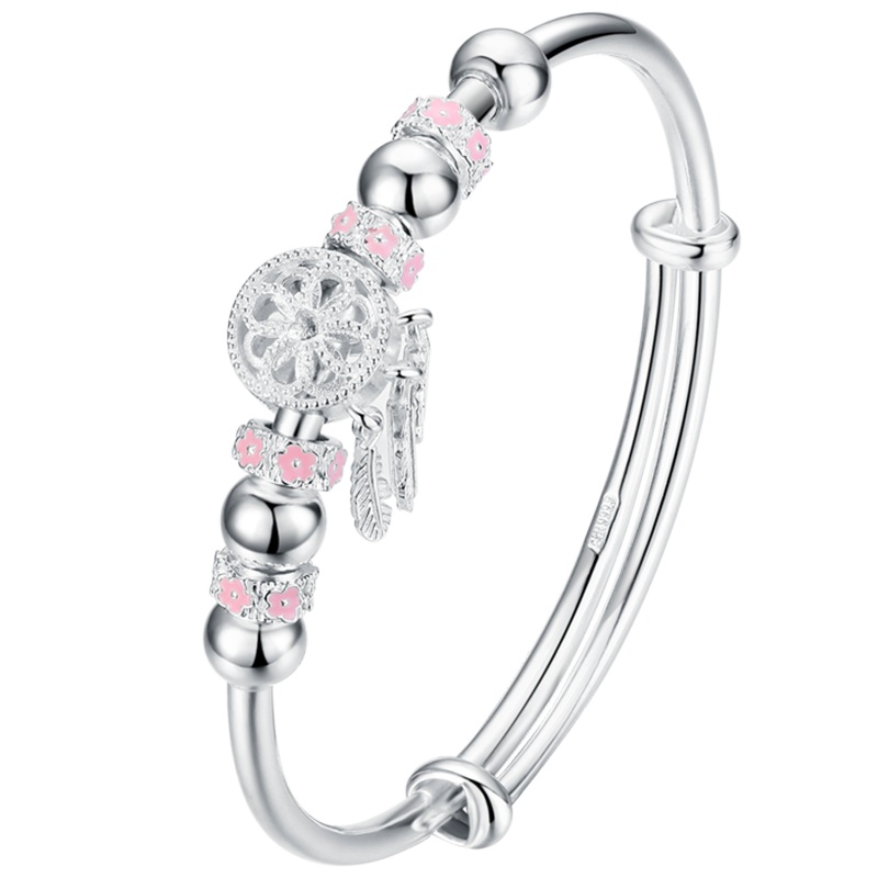 佰色传情捕梦网银手镯女999纯银手链镯子纯银个性小众设计银镯