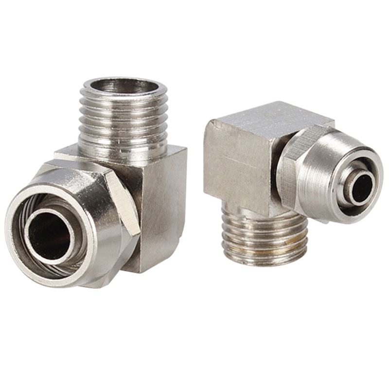 冰禹 SNll-26 气管接头 快拧螺纹弯通PL8-01 02 全铜镀镍 快拧锁母接头 PL6 04 10个