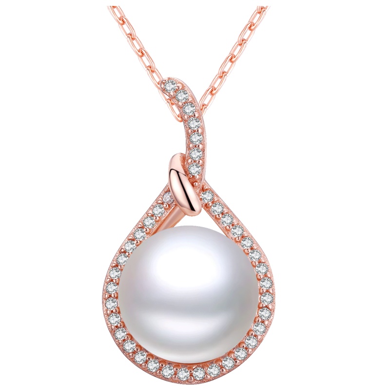 佰色传情珍珠项链女款时尚银925项链中老年吊坠银饰妈妈礼物