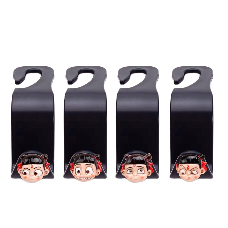 三维工匠车载卡通挂钩座椅背小钩子女隐藏可爱创意小汽车车内置物用品通用 网红鸭4个一套钩子