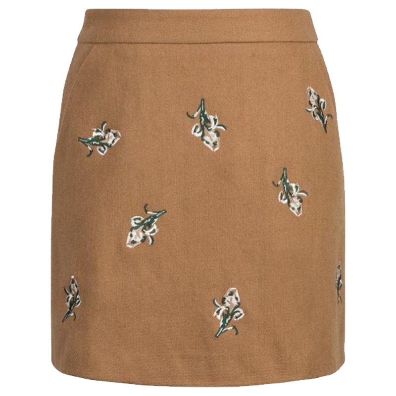 拉夏贝尔7M秋冬韩版高腰修身百搭印花A字裙短裙半身裙女70009376