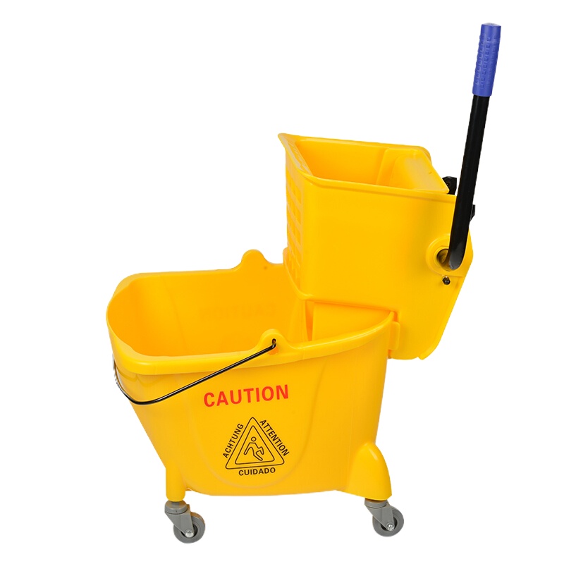 舒蔻(Supercloud)酒店用大号手动下压式单桶榨水车拖把桶保洁清洁车拧水桶挤水桶拖地桶墩布压水车 24L