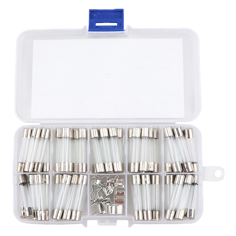 企购优品 5*20 6*30熔断器保险丝盒装 6*30mm72只0.5-30A各8只带夹子10个