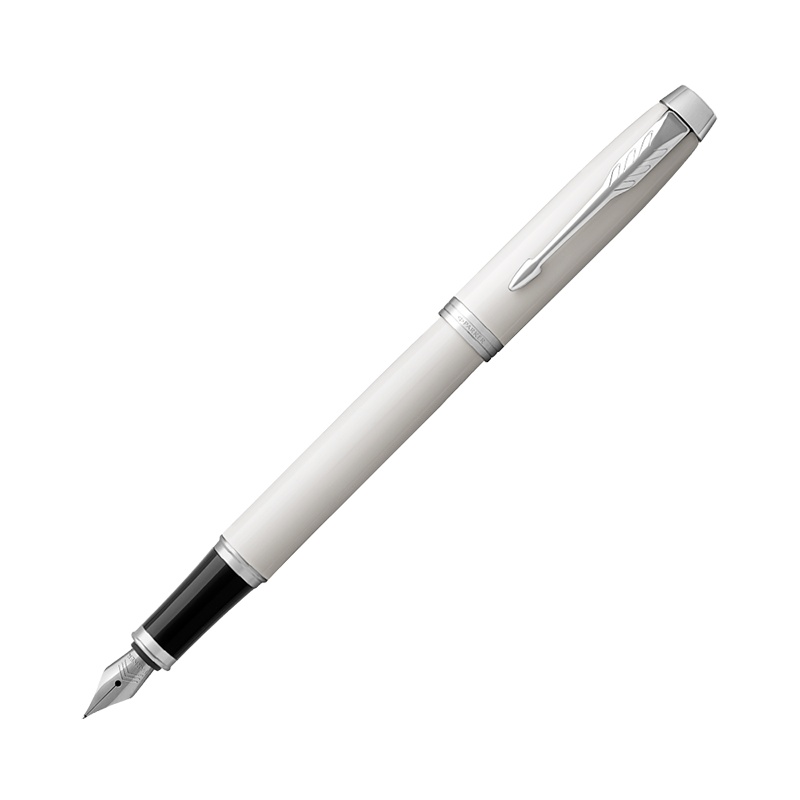 派克PARKER 钢笔 IM纯白白夹墨水笔 学生商务办公文具用品 可吸墨可替换墨囊 书写0.5mm金属不锈钢F笔尖