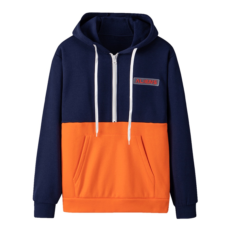 雪中飞男士春季 时尚简约 运动半拉链套头连帽夹克衫潮男外套