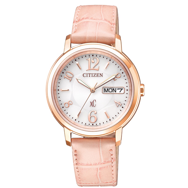 西铁城(CITIZEN)光动能小牛皮表带罗马字符表盘时尚女表 EW2422-04A粉色