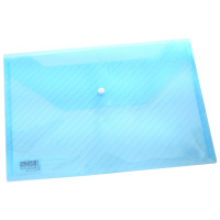 得力5501文件袋(蓝)(10只/包)纽扣袋 透明资料袋 按扣文件袋 防水纽扣袋