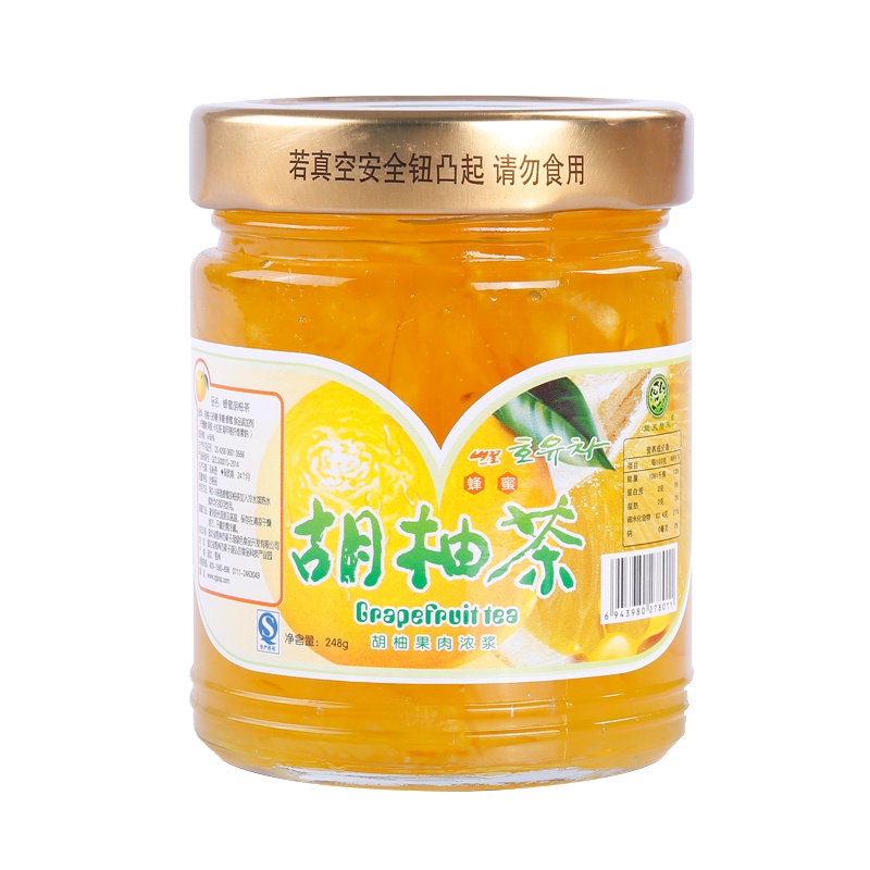 【中华特色】华容馆 楚天碧玉 蜂蜜胡柚茶柚子茶248g瓶装 水果茶冲饮品