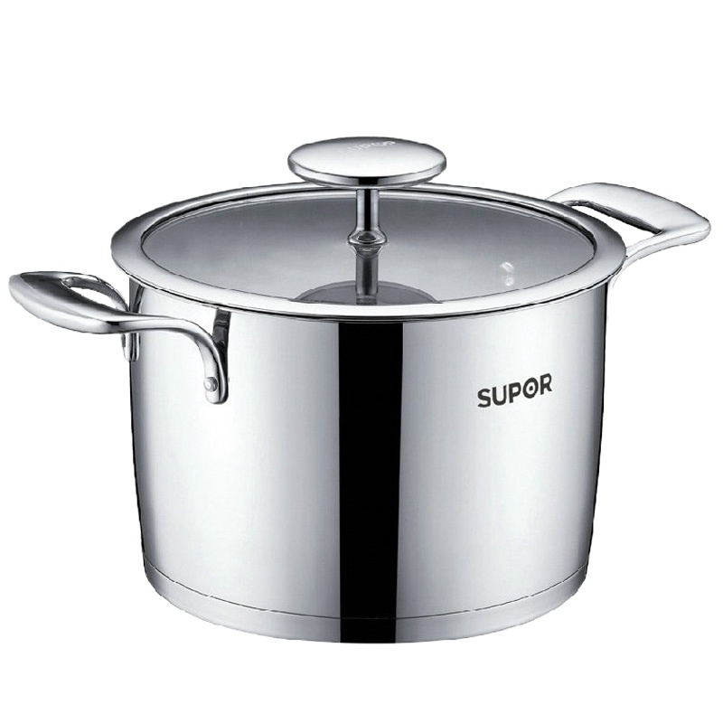 苏泊尔(SUPOR)汤锅 ST20V1 304不锈钢材质电磁炉明火适用加厚复底雅致不锈钢汤锅炖锅 锅口直径 20CM