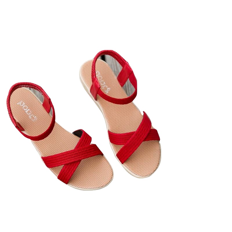 2019夏季新款平底夏季韩版百搭休闲松紧带平跟罗马学生鞋和妈妈孕妇软底女凉鞋威珺