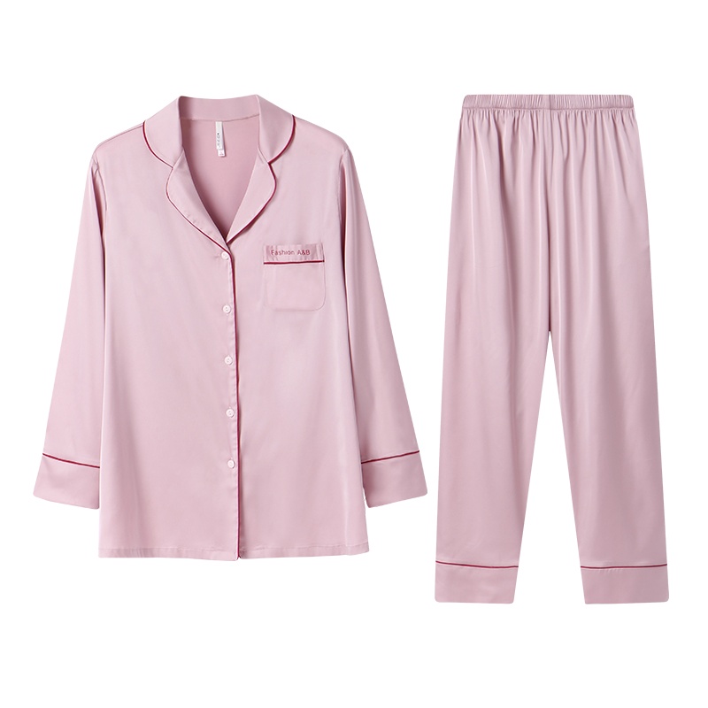 安之伴情侣睡衣冰岛丝开衫长袖春季宽松全棉女士家居服大码男士套装