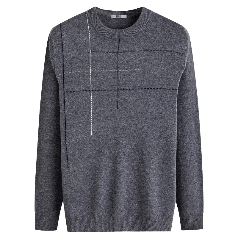 雪中飞秋冬新款男士羊毛衫圆领长袖套头毛衣