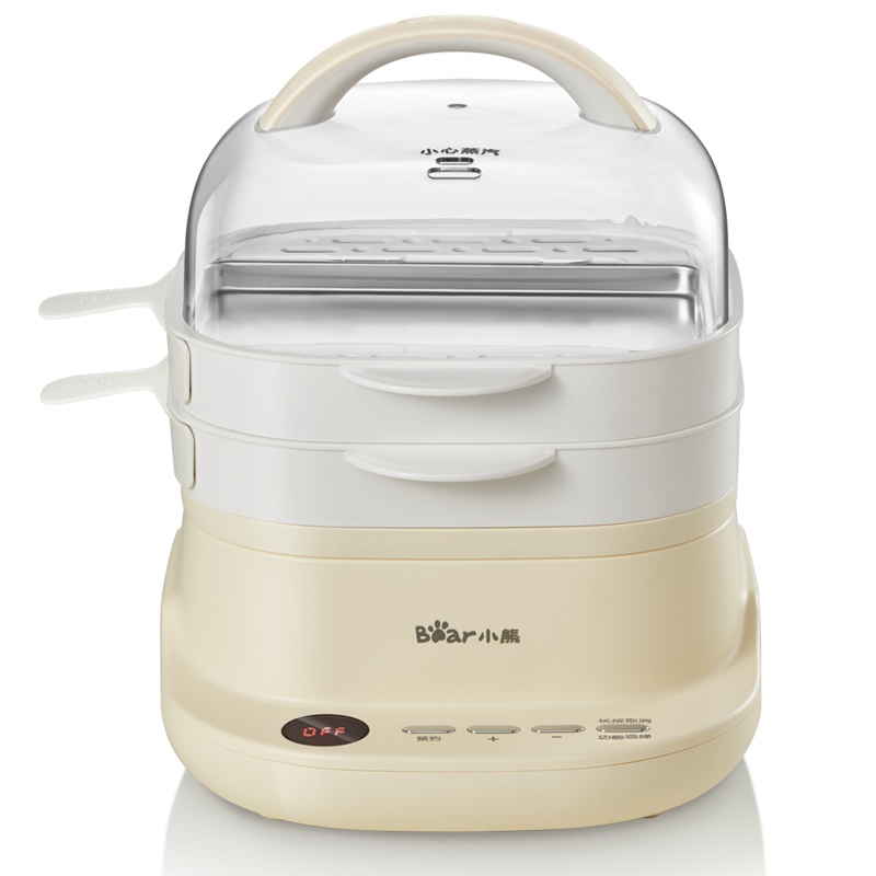 小熊(Bear)肠粉机 CFJ-A30Q3 米黄色 家用迷你双层小型拉肠粉机抽屉式早餐机多功能蒸锅蒸蛋器广式早餐苏宁自营