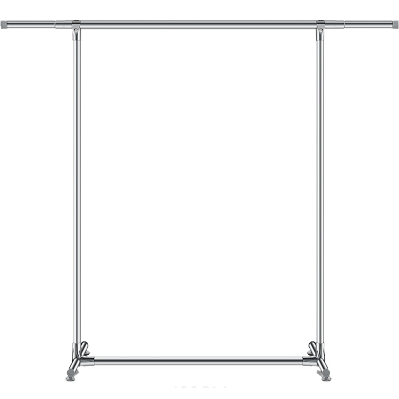 晾衣架落地折叠室内家用古达晾衣杆不锈钢单杆式晒衣架卧室挂衣服架子经典移动款高1.3米长2米可伸缩