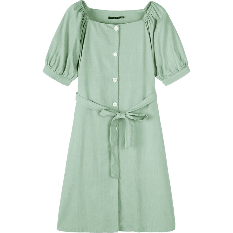 【领198-100券再购】Semir森马连衣裙2019新款夏法国小众很仙的连衣裙女公主裙绑带高腰方领