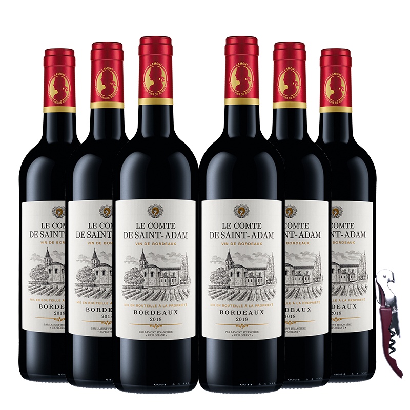 法国波尔多原瓶进口AOC级 圣亚当干红葡萄酒整箱装 750ml*6