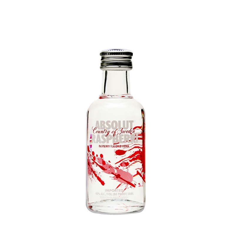绝对伏特加(Absolut Vodka)洋酒 覆盆梅味伏特加酒 风味小酒伴50ml
