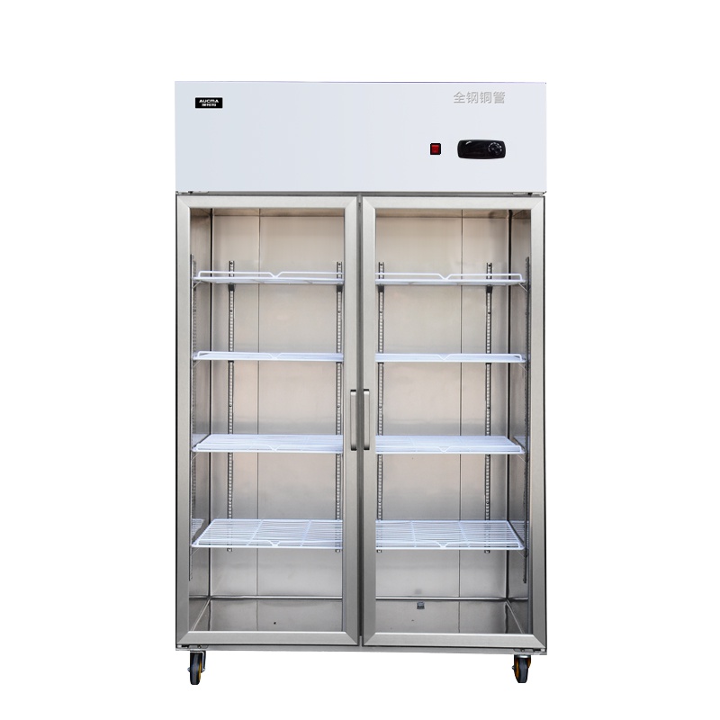 澳柯玛(Aucma) VC-1.0D2NGT-XB 950升 冰柜冷藏展示柜全铜管立式双门两门点菜柜陈列柜保鲜柜商用冰箱
