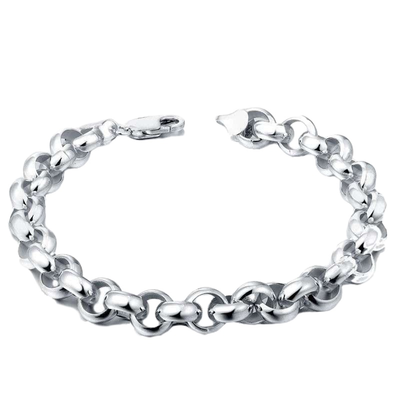 银斯妮 男士手链银 炫亮圆圈手链 韩版时尚男性饰品