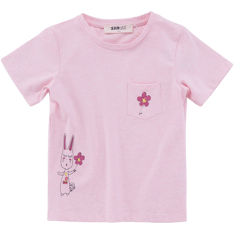 商场同款小红豆童装女童夏装T恤短袖中大童洋气打底半袖儿童上衣